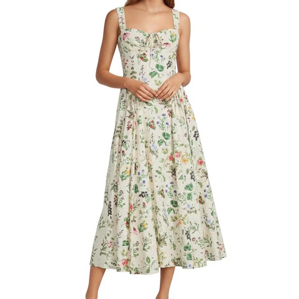 ANTONIO MELANI Cream Floral Midi Dress